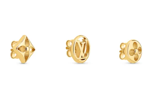 LOUIS VUITTON CRAZY In LOCK Stud Earrings Unisex Gold