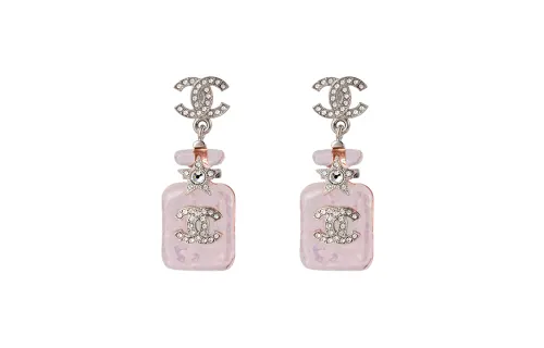 CHANEL Transparent classic perfume, accessory, fuchsia earrings, women's style