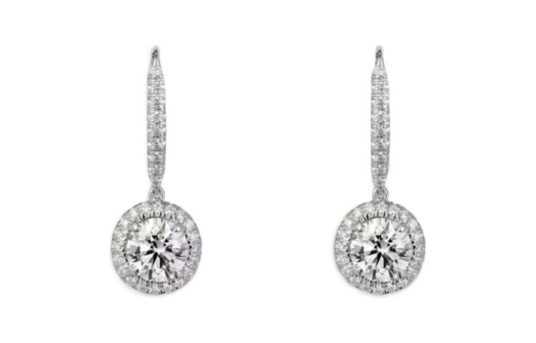 Cartier, stone inlay, diamond platinum earrings for men and women, 750 sample gold, for beloved