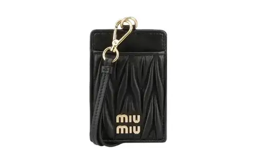 MIU MIU Leather Card Holder Women's Black