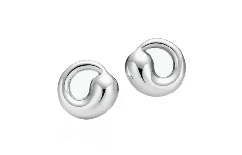 TIFFANY & CO. Minimalist Fashion Sterling Silver Earrings Women's Silver