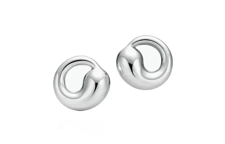 TIFFANY & CO. Minimalist Fashion Sterling Silver Earrings Women's Silver