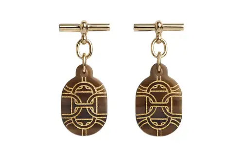 HERMES Chaine D'Ancre Metal Earrings Women's