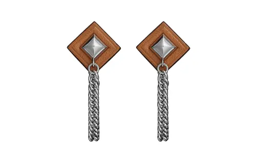 HERMES Earrings Women's Gold Brown