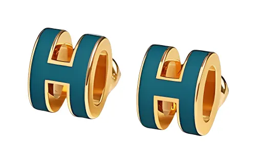 HERMES POP H Gold Plated Earrings Unisex
