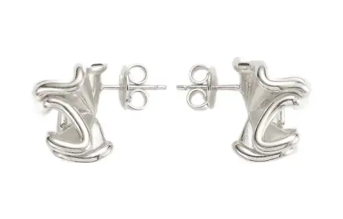Balenciaga Stud Earrings Women's Silver