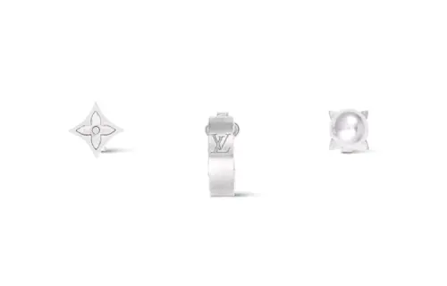 LOUIS VUITTON Metal Earrings Men's Silver