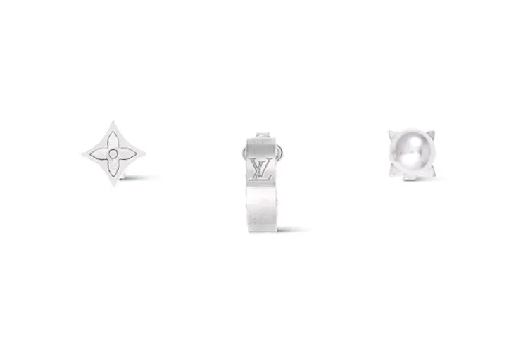 LOUIS VUITTON Metal Earrings Men's Silver