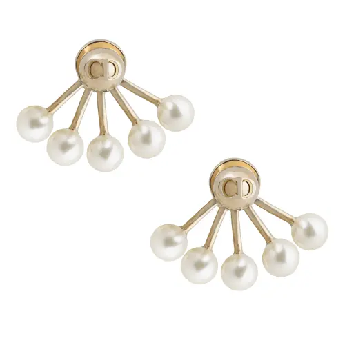 DIOR Resin Bead Ornament, Metal Earrings Women's Gold