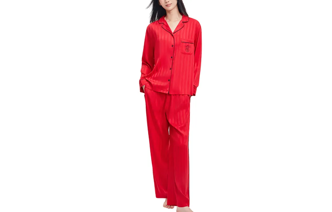 Victoria's Secret Pajama Set Lightweight Smooth And Sleek Shiny Satin Women's True Red