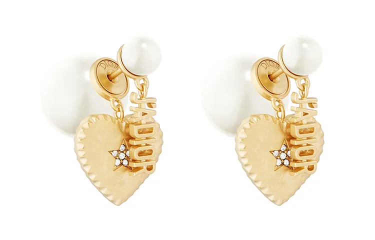 DIOR Earrings Women's Gold/White
