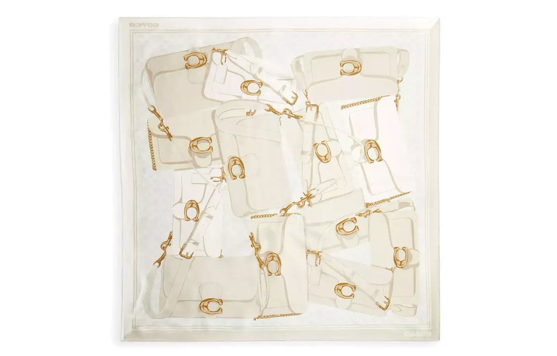 COACH Silk Scarves Women's Ecru