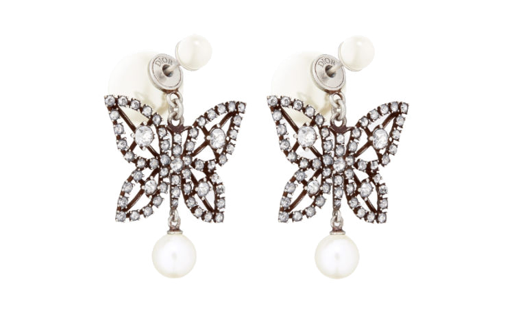 Женские серьги Dior Butterfly (серебряные)