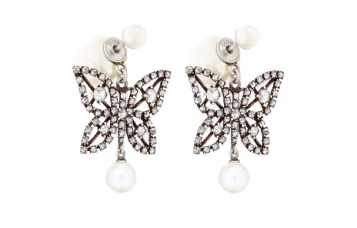 DIOR Metal, Resin, Pearl, Crystal Earrings Women's Silver