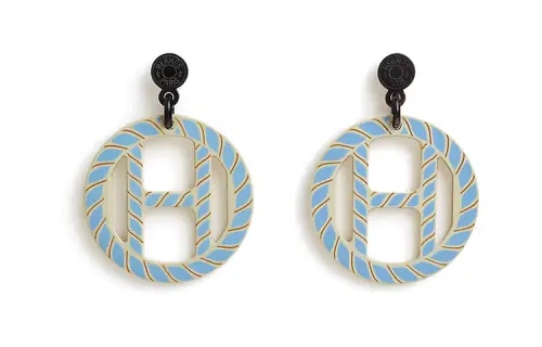 HERMES H Equipe Earrings Women's Blue
