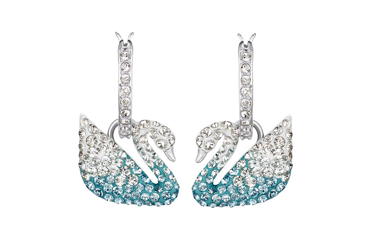 Женские серьги Swarovski Iconic Swan (синие) — фото 3