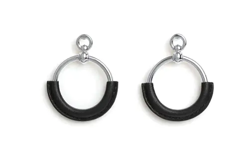 HERMES BARENIA Earrings Women's Black