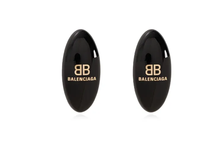 Balenciaga Resin, Brass Earrings Women's Black
