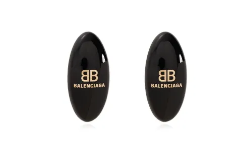 Balenciaga Resin, Brass Earrings Women's Black