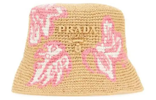 Prada crochet floral-embroidery bucket hat