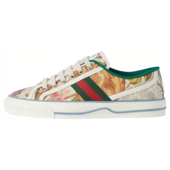 GUCCI Tennis 1977 Canvas Shoes Women's Low-Top Red/Green/Yellow White