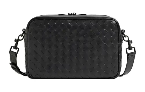 Bottega Veneta Intrecciato Calfskin Shoulder Bag, Crossbody Bag Medium Men's Matte Black