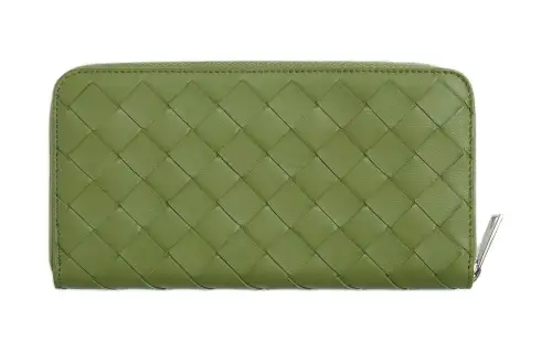 Bottega Veneta Intrecciato Calfskin Card Holder, Wallet Men's Camellia Sinensis Leaf & Green & Mustard Green