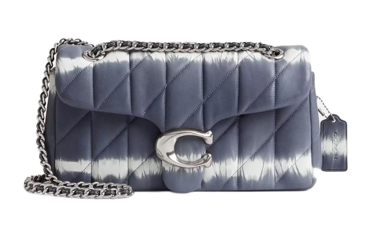 COACH Tabby Nappa Leather Shoulder Bag, Crossbody Bag Medium Women's Silver & Midnight Marine Blue Multicolor