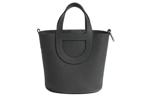 HERMES In The Loop Taurillon Clemence Bullhide With Swift Leather Bucket Bag Handbag Women's Gray