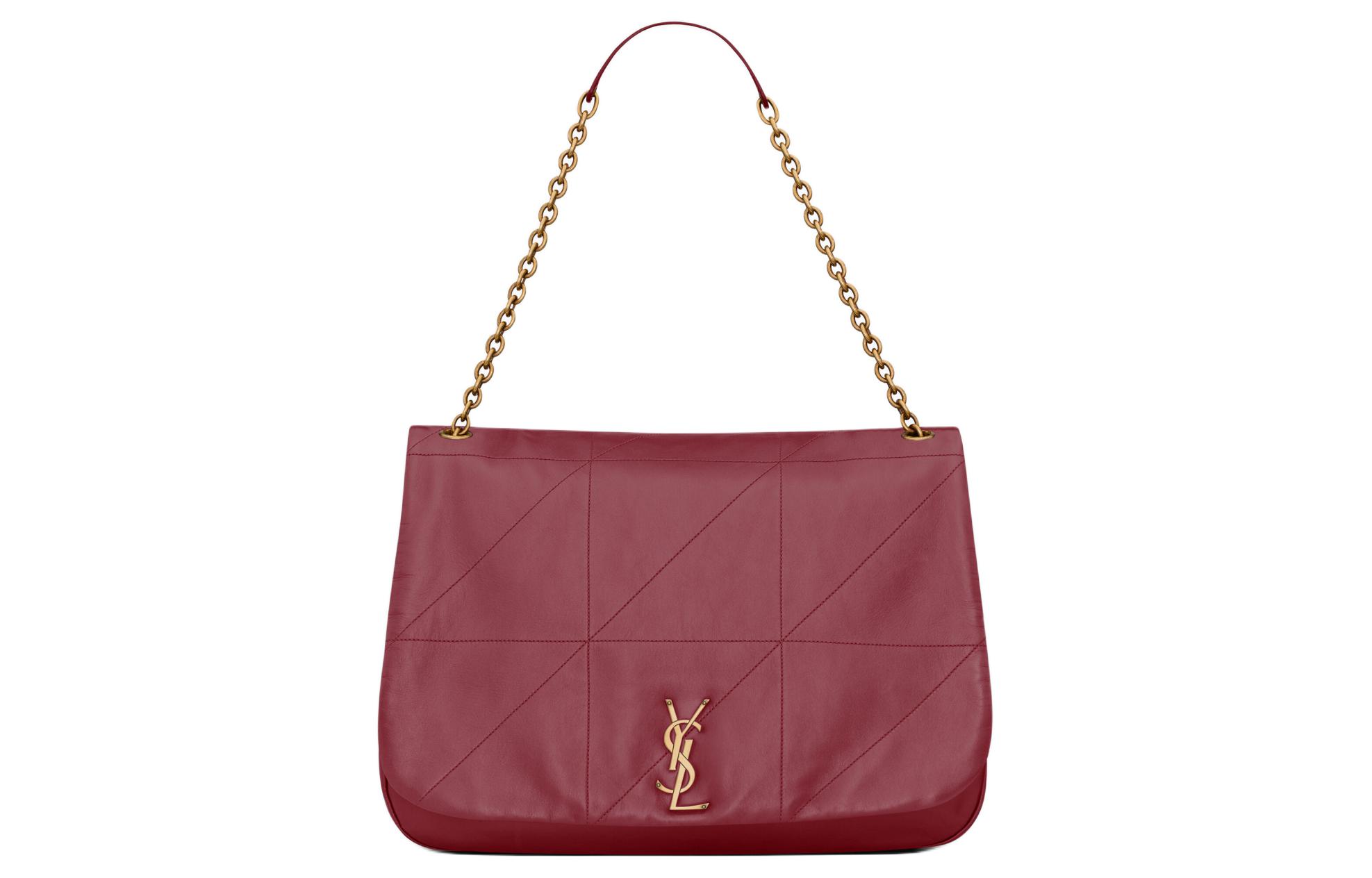SAINT LAURENT Jamie Lambskin Handbag, Shoulder Bag Women's Merlot Red