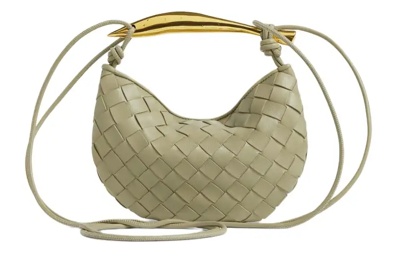 Bottega Veneta SARDINEIntrecciato Sheepskin Portable Crossbody Bag, Shoulder Bag Women's Travertine Green