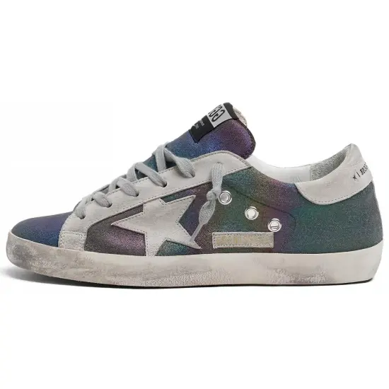 Golden Goose Super-Star Skateboard Shoes Women's Low-Top Rainbow Blue