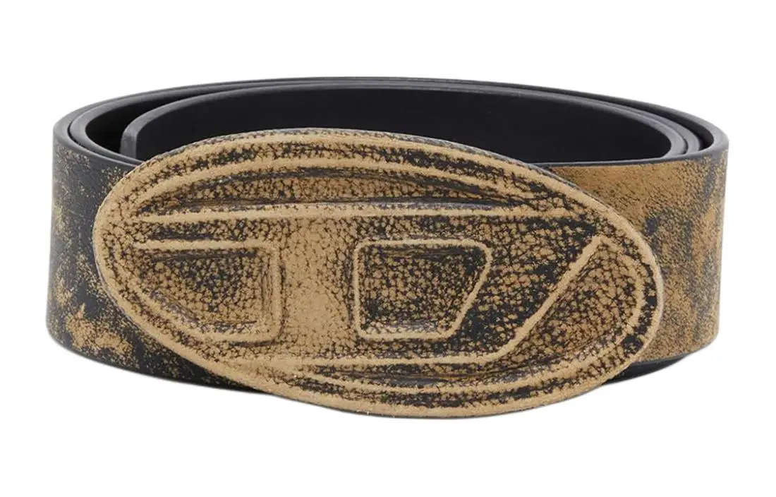 DIESEL Grained Texture Leather Belts Men's Umber 