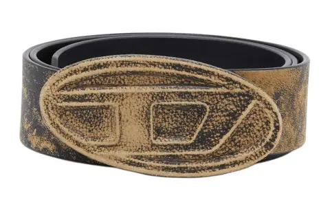 DIESEL Grained Texture Leather Belts Men's Umber 