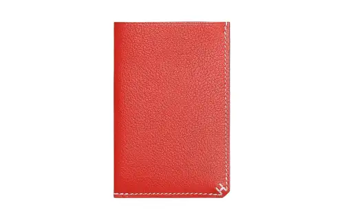 HERMES H Sellier Flap Closure Evergrain Calfskin Card Holder Men's Orange