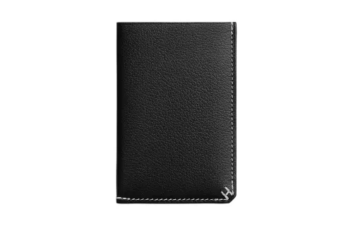 HERMES Evergrain Calfskin Card Holder Men's 89 Noir Black