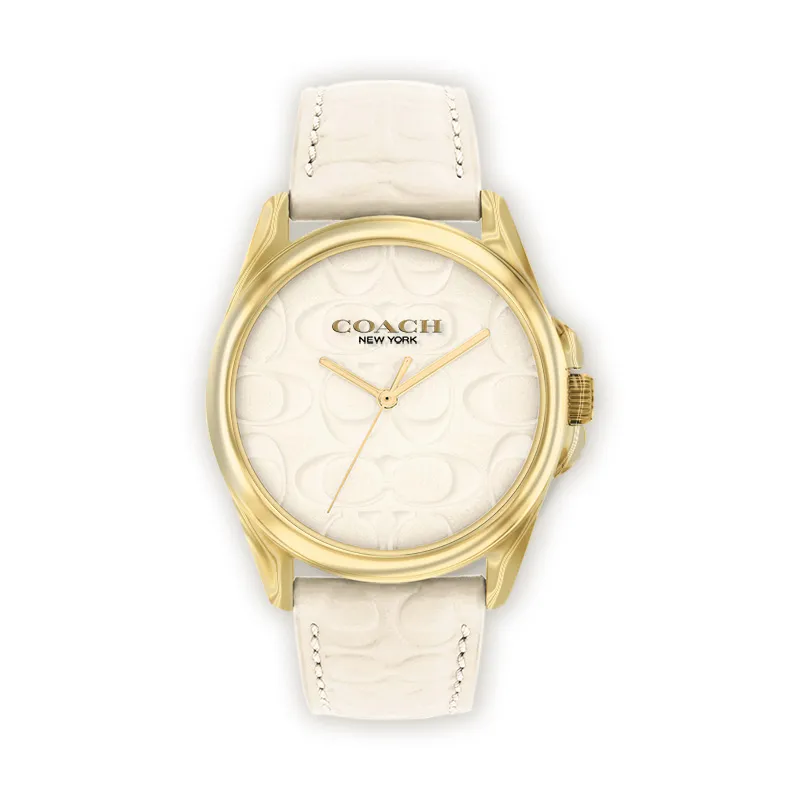 COACH GREYSON Wrist Watches Quartz Movement Cow Leather Strap 36mm White Dial Women's Watch