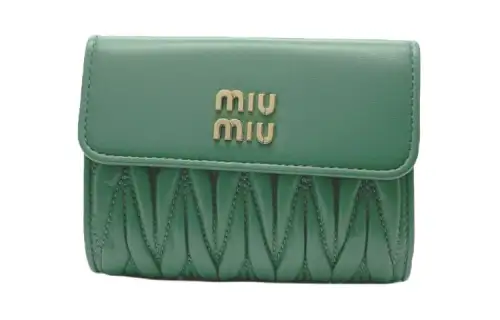MIU MIU Leather Wallet Women's Green