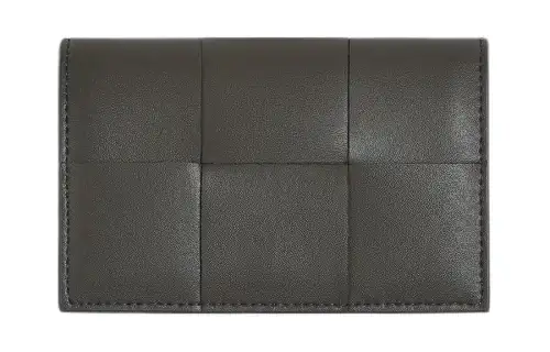 Bottega Veneta Calfskin Business Card Holder Men's Black & Ice Blue