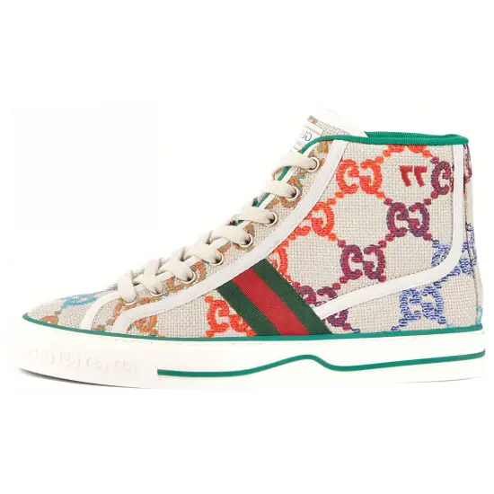 GUCCI Tennis 1977 Skateboard Shoes Women's High-Top Beige