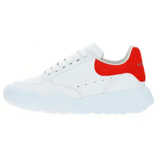 Alexander McQueen Court Trainer Casual Shoes Men Low-Top White Red