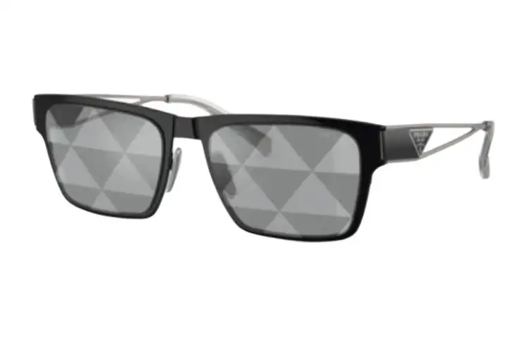 PRADA Metal Square Sunglasses Men's Gray