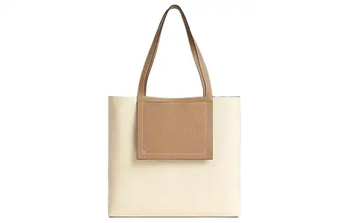 HERMES Cabasellier Clemence Bullock Leather Tote Bag, Shopping Bag, Shoulder Bag Women's Beige & Light Umber