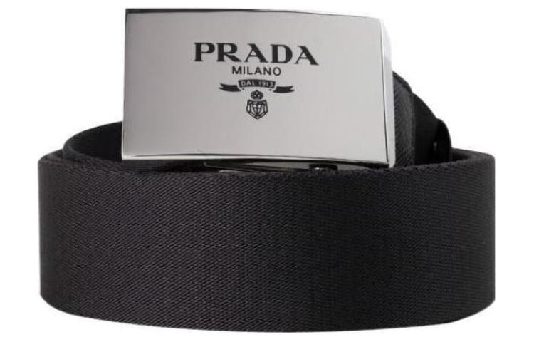 PRADA Letter Logo Leather Belts Men's Black