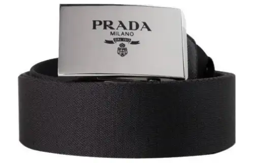 PRADA Letter Logo Leather Belts Men's Black