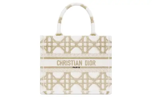 DIOR BookTote Embroidery Tote Bag, Shopping Bag, Handbag Small Women's White