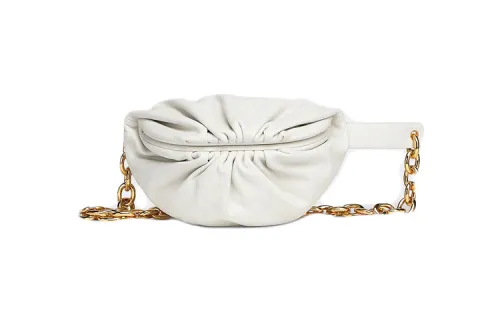Bottega Veneta Cow Leather Fanny Pack, Sling Bag, Handheld Crossbody Bag Women's Chalk White