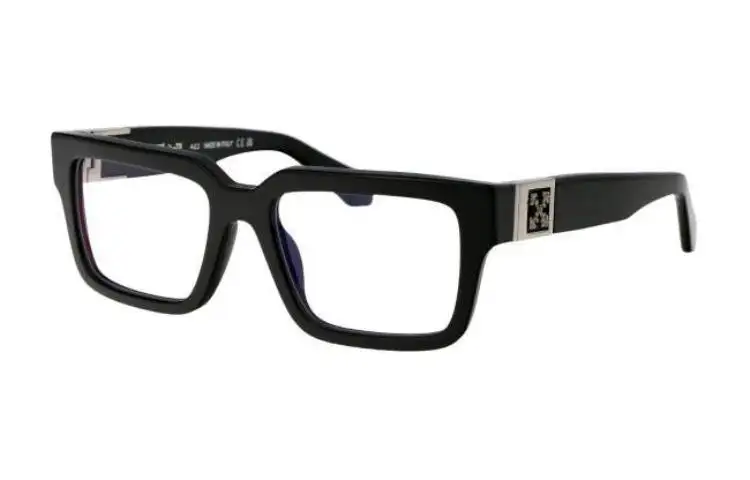 OFF WHITE Acetate Rectangular Eyeglass Frames Unisex Black