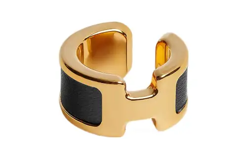 HERMES Olympe Gold Plated, Calfskin Clip On Earrings Women's Gold