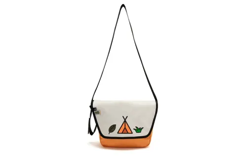 New Balance Fabric Shoulder Bag, Crossbody Bag Regular Unisex White & Orange